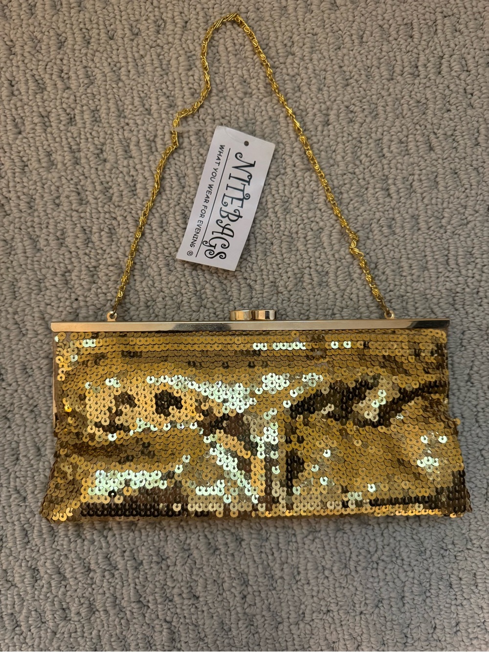 Gold Sequined Evening Clutch